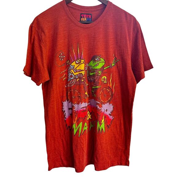 Vintage Y2K Street Punk Frogs Alternative T-Shirt Orange Women Large Men Medium - Picture 1 of 5